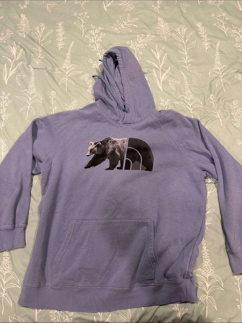The North Face Lavender Pullover Hoodie with Black Bear Logo